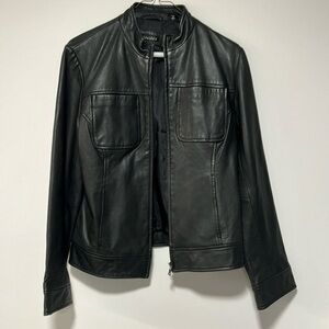 TAHARI Black leather jacket size S